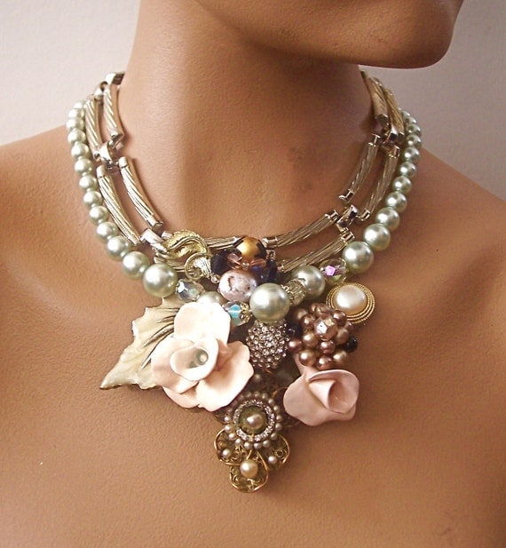 Take Me Back Silver and Gold Recycled Vintage Necklace
