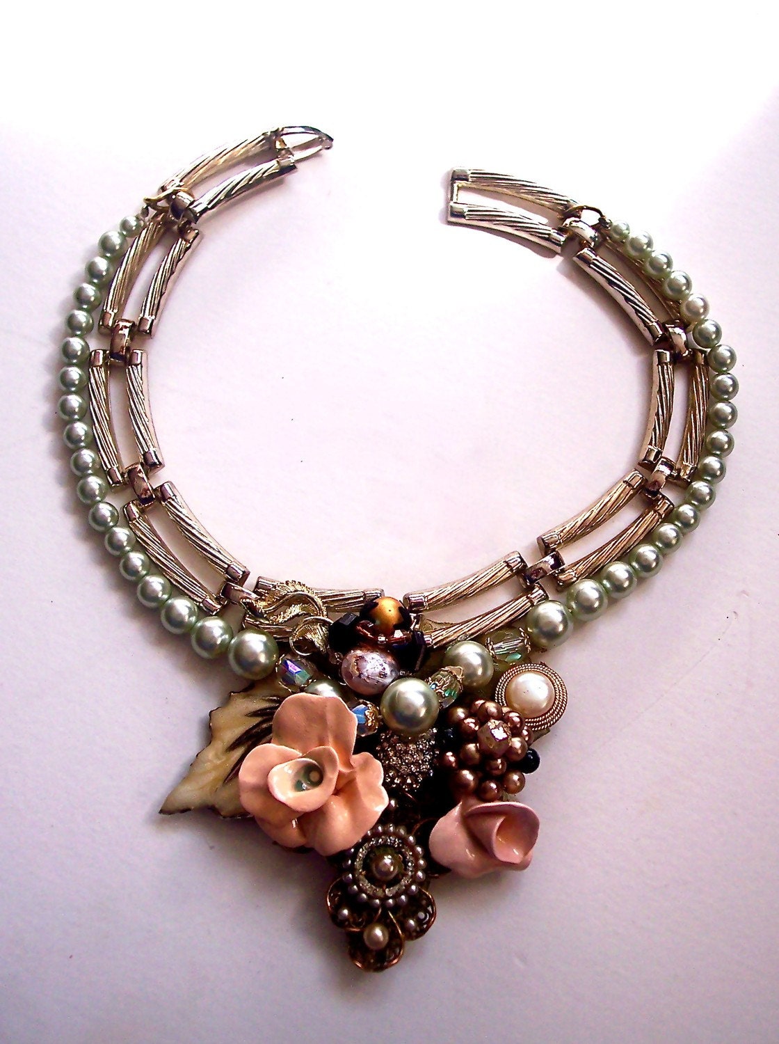Take Me Back Silver and Gold Recycled Vintage Necklace