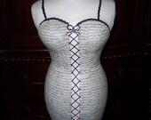 Vintage French Boudoir MANNEQUIN DRESS FORM Lace Up Corset Love Letter Paper Decoupage Stand