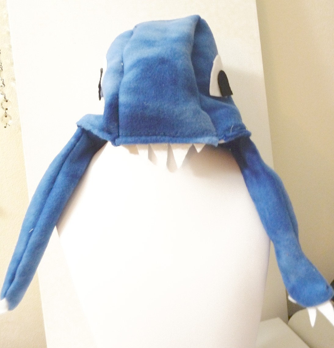 SALE Bright Blue BItey Monster Hat 1 - adult small
