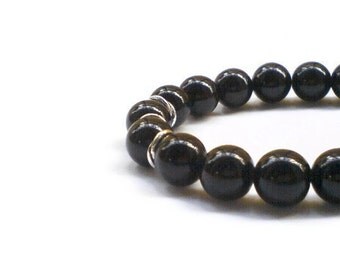 Onyx bracelet black round beads