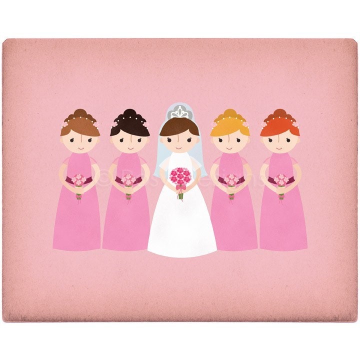 Customized Bride and Bridesmaids - 8 x 10 Print