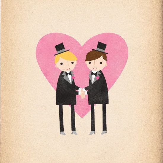 Groom and Groom Gay Wedding - 8 x 10 Archival Print
