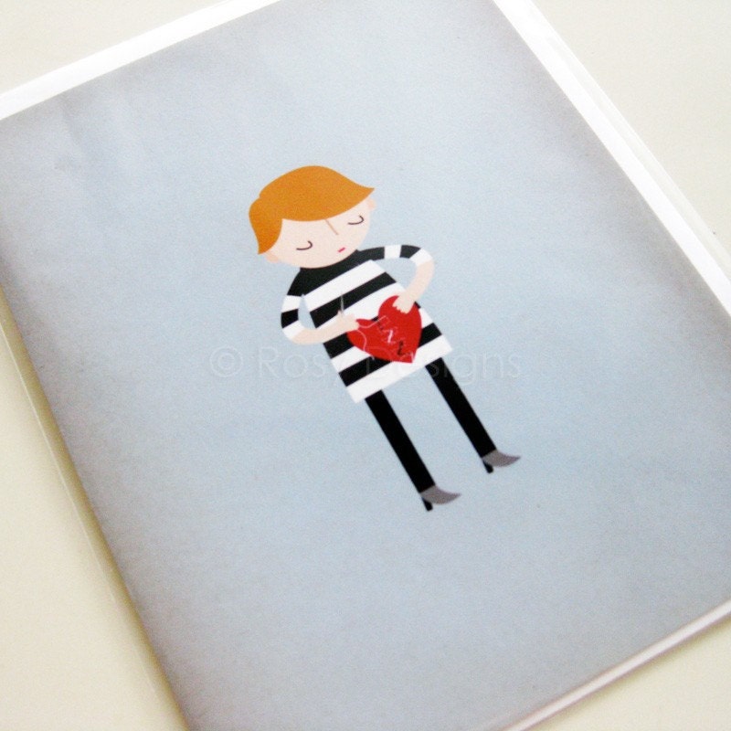 Boy Mending Broken Heart - Note Card