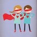 Super Heroes - Couple - Note Card