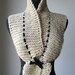 Golden Beige Color Handknitted Scarf Collar Necklet Scarflette with Black Cord