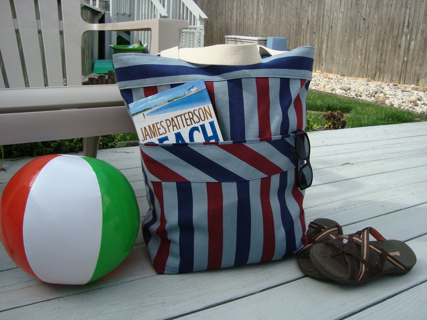 Large Beach Bag, Water Resistant Large Tote, Family Size Tote