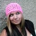 Crochet  Peek A Boo Beanie -Shocking Pink READY TO SHIP
