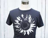 Mens / Unisex Hand Printed Sunflower tshirt Alternative Apparel - Available in S, M, L, XL, 2X, 3X