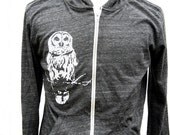Owl Hoodie - Heather Black Alternative Apparel - Unisex - Small, Medium, Large, XL, 2X - Hedwig - Clothing - Long Sleeve - Sweatshirt