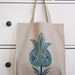 Block Printed Linen Bag with Turquoise motif
