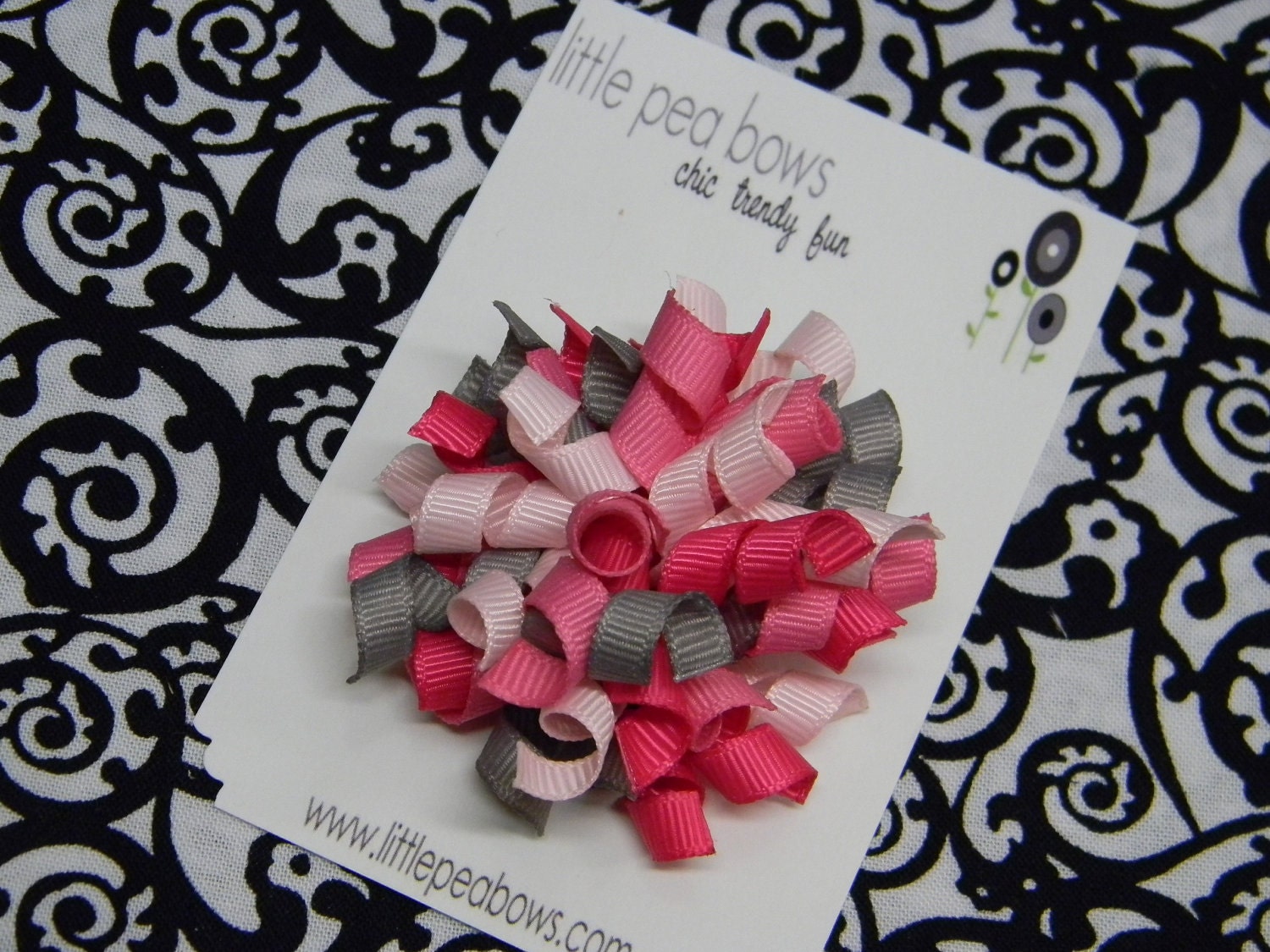 LPB - Pink, Hot Pink, Shocking Pink & Gray BITTY Boutique Korker Hair Bow