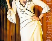 The Ruffle Wrap Dress in Ivory White/Black (Size S or M)