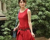 Simple wind Rose Red long sundress(more colour and size choice)