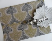 SALE Natural Linen Tea towel block printed Ornate Tallulah