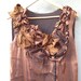 Autumn Leaves - Folded and Plaited Copper Maxi Dress. Brown silk and Jacquard Long dress. Long Brown rustic silk dress.
