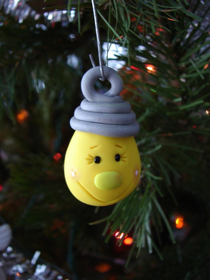 LIGHT BULB - Christmas Ornament - Polymer Clay Gift - Made to Order
