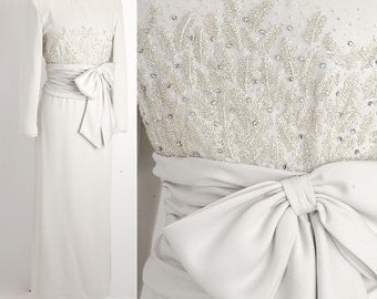 Vintage FROST Rhinestone Bow Dress M