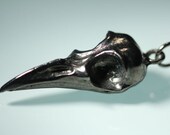 little shiny black raven skull necklace (18" chain) Made in NYC