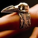Raven Skull Ring Sterling Silver Adjustable  wide comfort fit band as seen Flair Euro fashion magazine Sept 2010