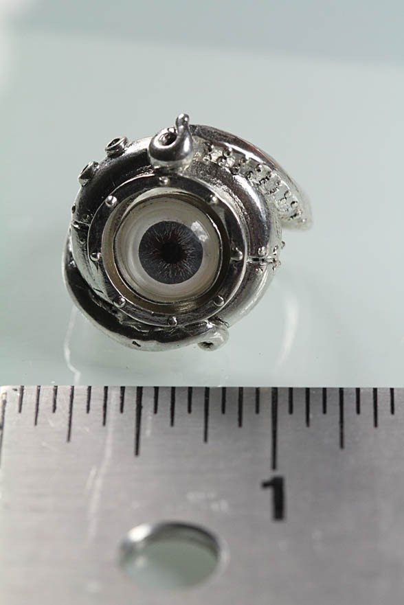 Evil Eye Sterling Tentacle Ring, Blue Human Eye, (made in NYC) sizes 4-11