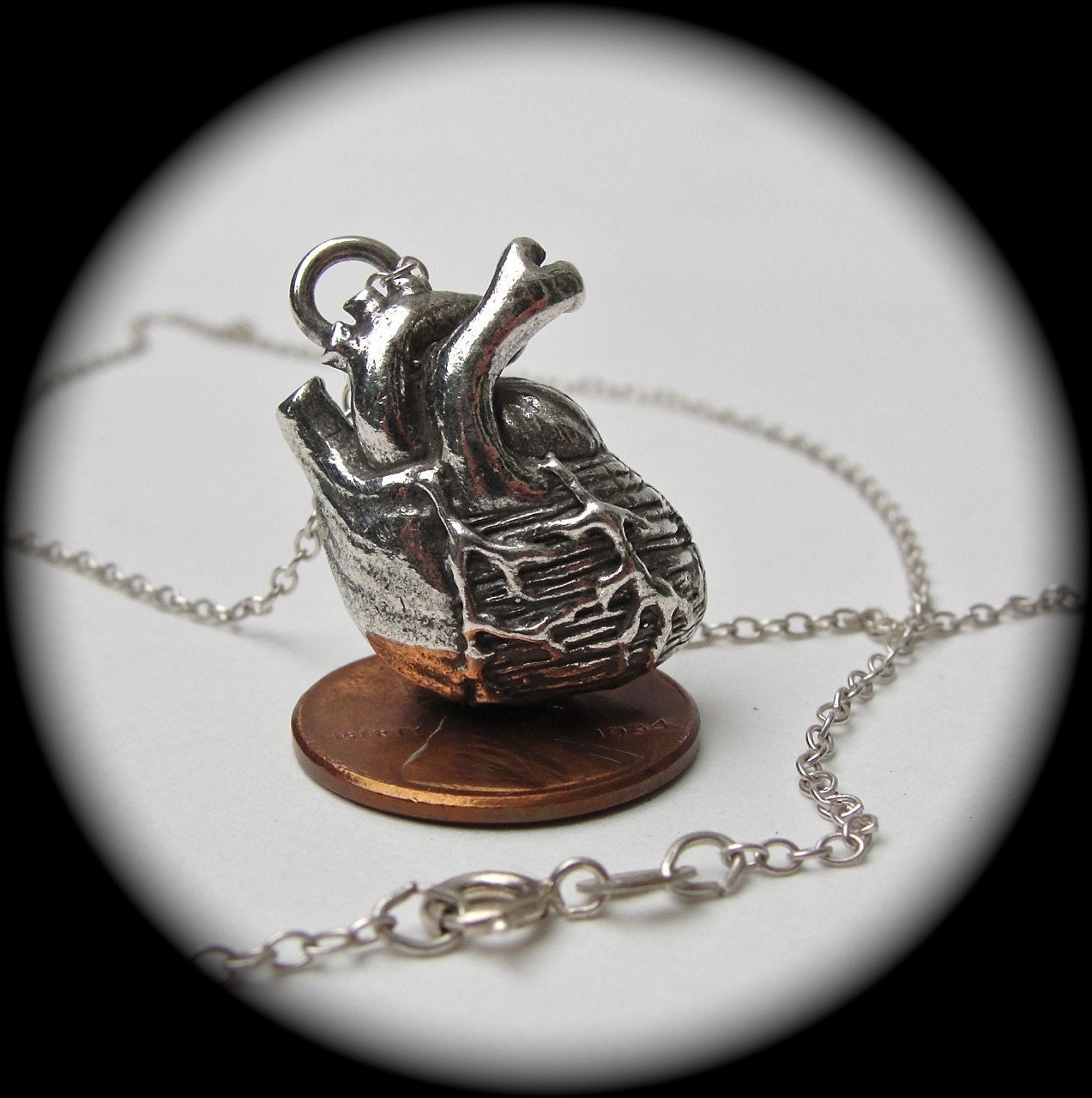 Anatomical heart necklace  in .925 Sterling silver on a sterling silver chain, Made in NYC In stock ready to ship