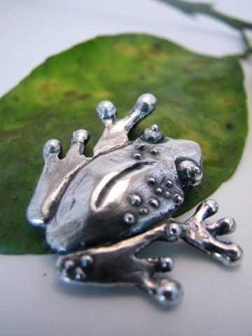 Small Frog Silver and Bronze Pendant