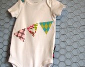 Baby Bodysuit with Bunting and Ruffle Bottom Baby Girl Bodysuit in Pink, Brown, Chartreuse, Aqua , size 3-6 months