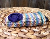 Knitted Cell Phone Case/ Cover With Purple Rosette