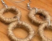 Burlap Twine Circle Earrings