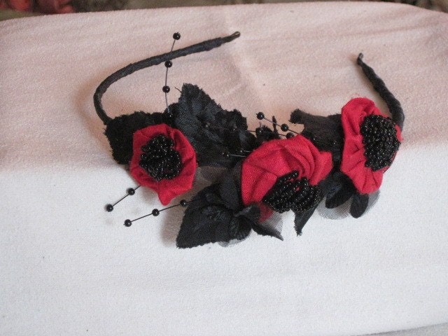 Handmade Headband - Beaded SCARLET FOR HAIR A headband