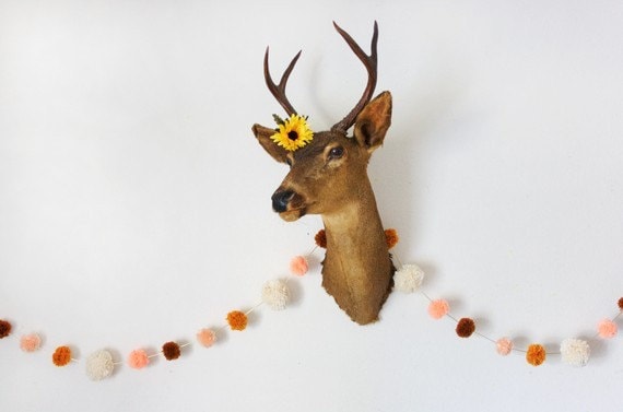 Peachy Yarn Pom Pom Garland