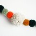 RESERVED for Stephanie Crandall Gold, Green, Coral & Creme Yarn Pom Pom Garland