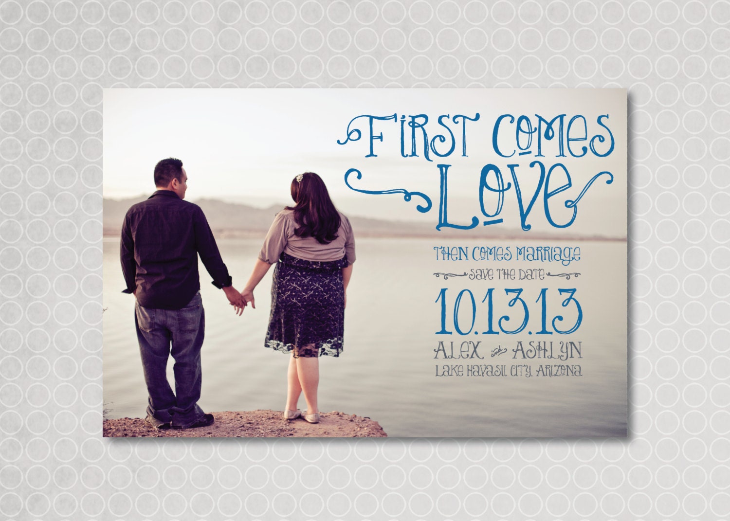 Modern Save the Date Magnet, Postcard, Photo, First Comes Love