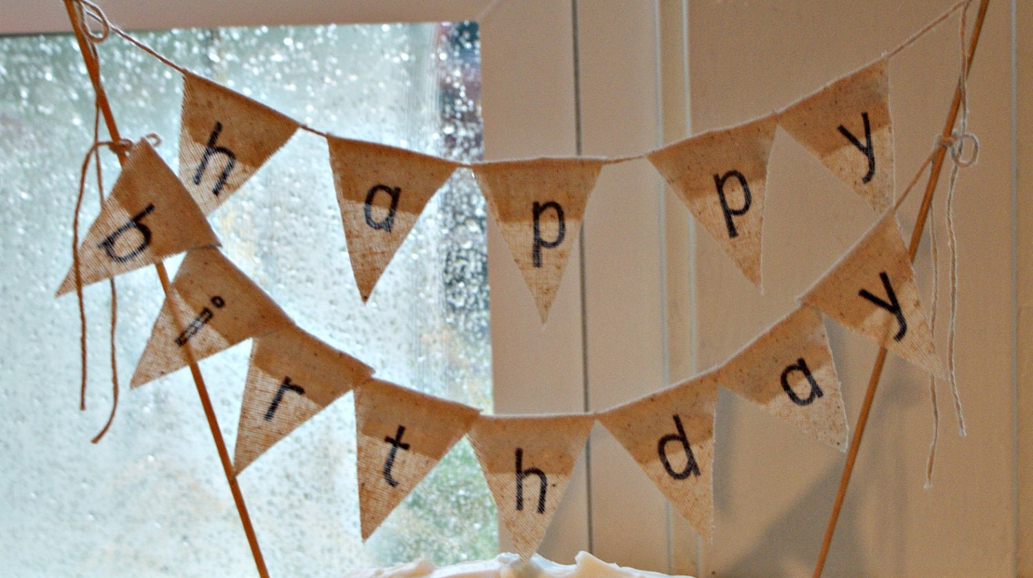happy birthday pennant bunting banner cake topper, dessert cupcake party customize wedding birthday congrats anniversary baby shower