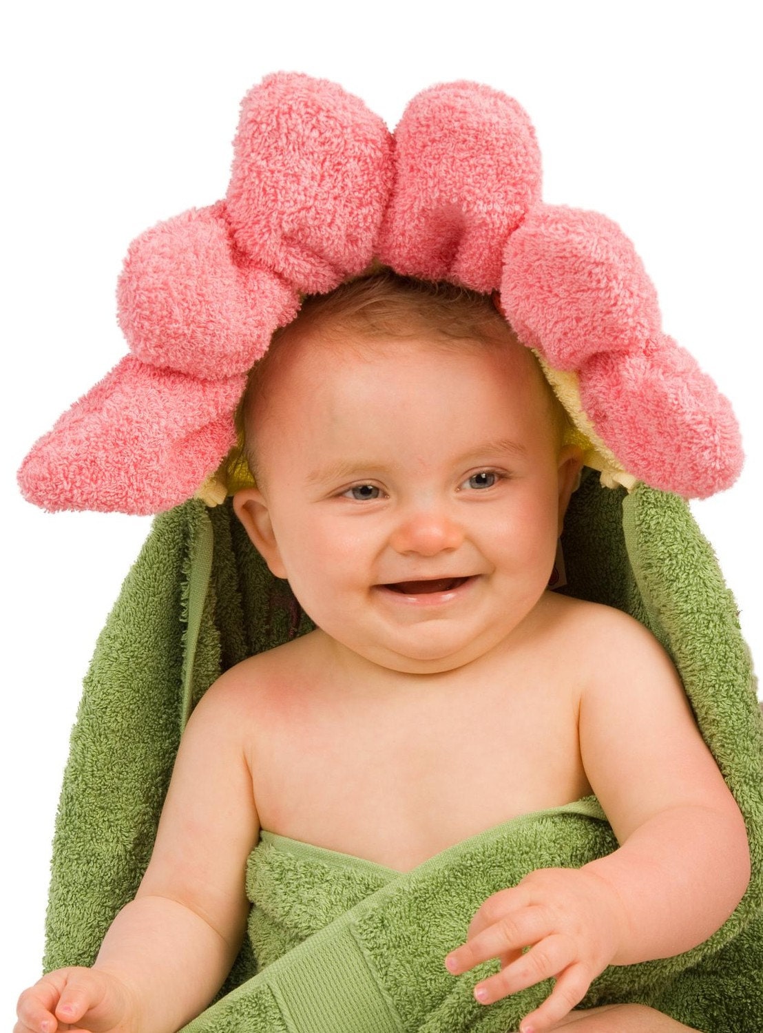 Pink Flower Hooded Towel
