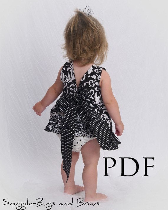 Pinafore Pattern Baby Dress - Easy Ruffle Dress/Top Sewing Pattern, PDF tutorial, Baby to Toddler