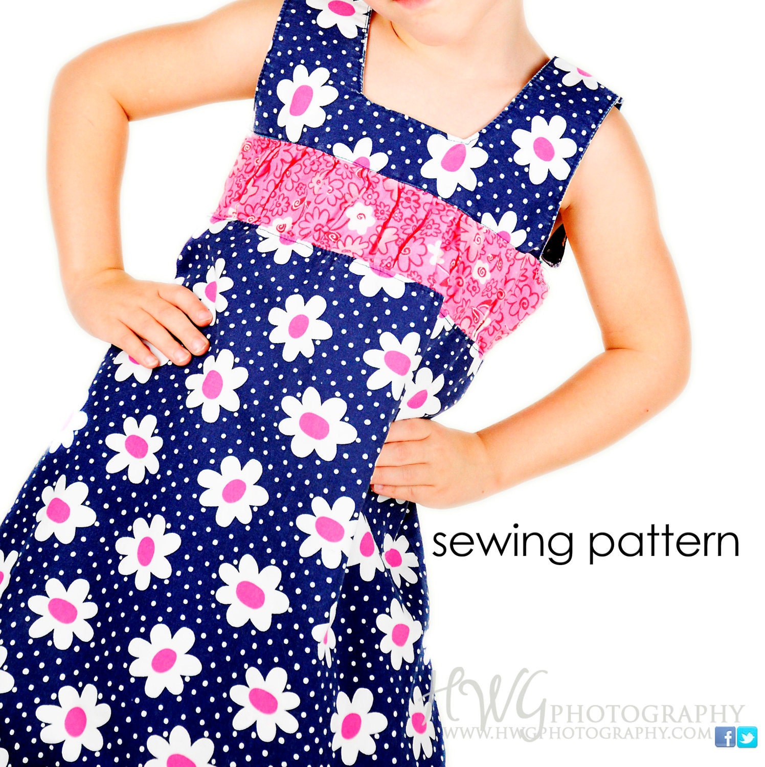 Girls Dress Sewing Pattern, Aline PDF Tutorial, Georgia Dress, 9m-6