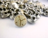 CB10031 - 11mm Tick Tock Tick Tock Metal Based Clock Design Coconut Button, 11mm Metal Based Clock Design Coconut Buttons (6 in 1 set)