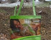 Recycled Upcycled  Green Cat Food Feed Sack Market Bag Purse Or Tote