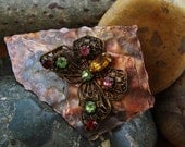 Fly Away Patina Copper and Vintage Butterfly Hair Clasp Barrette
