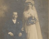Wedding Couple Antique Studio Cabinet Card
