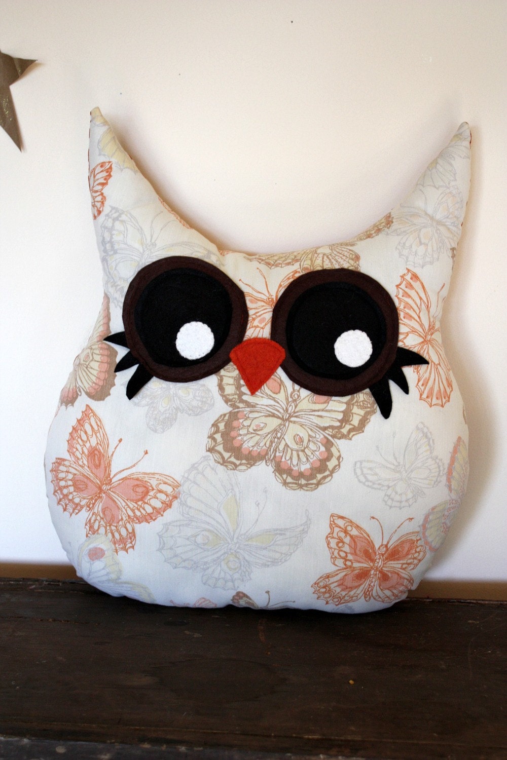 handmade owl pillow- stuffed owl, owl decor, owl gift, - eco friendly