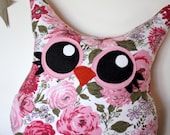 stuffed owl, owl plush pillow, handmade owl, owl decor, nursery woodland, vintage owl decor, 5 orange potatoes