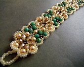 Floral Chain Bracelet - Cream and Green