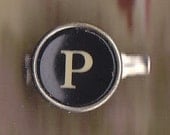 Original Typewriter Key Letter  P  Pin,  Antique Smith Corona Typewriter Key - Initial Jewelry Pin - No Reproduction Keys