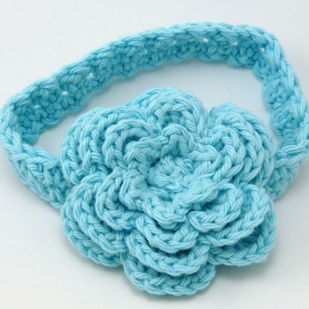 Headband with a Felicity flower clip in Robin's Egg Blue