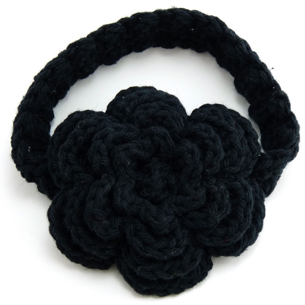 Headband with a Felicity Flower in Black