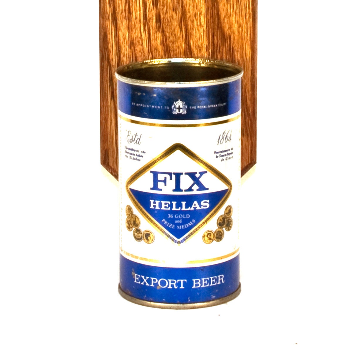 Fix Hellas Greek Wall Mount Bottle Opener with Vintage Greece Beer Can Cap Catcher
