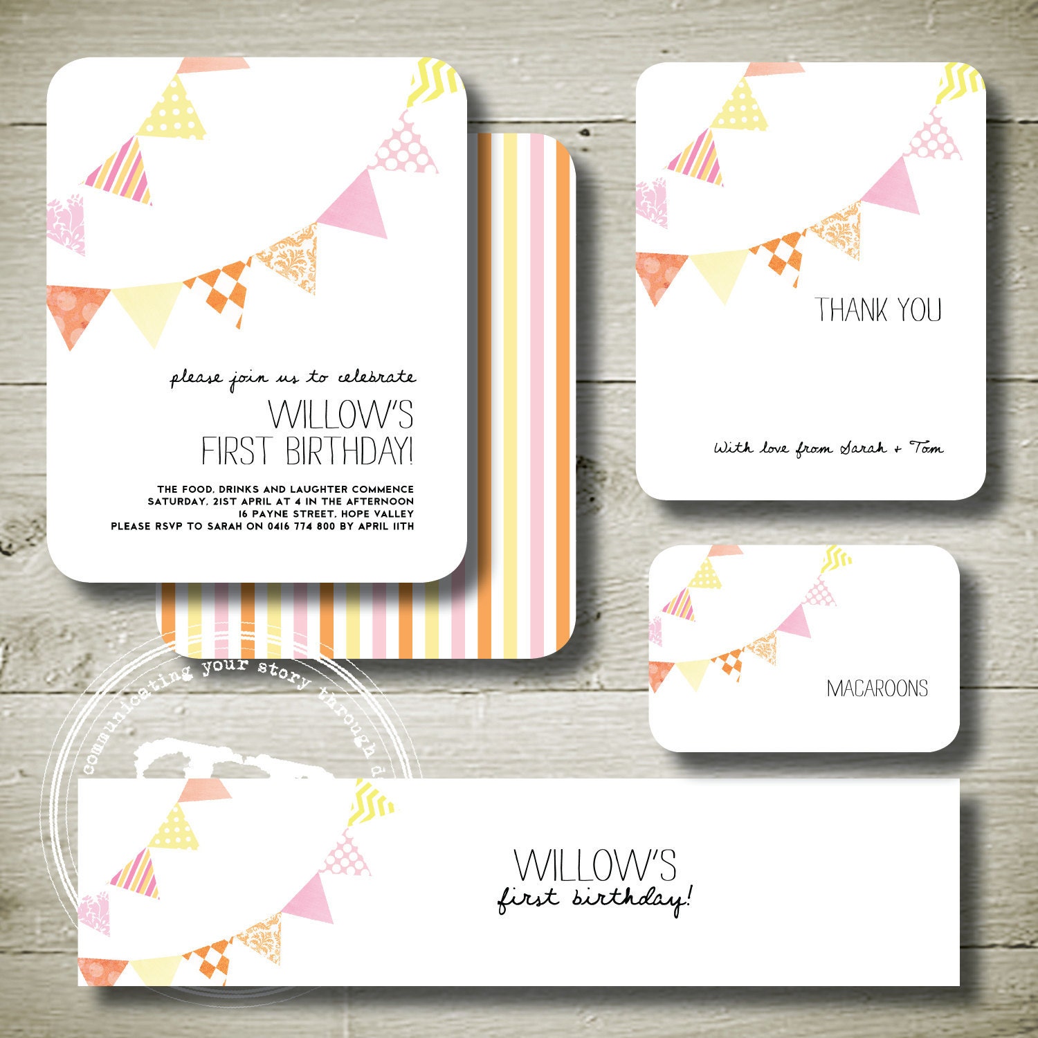 BUNTING - personalised invitation printable party package